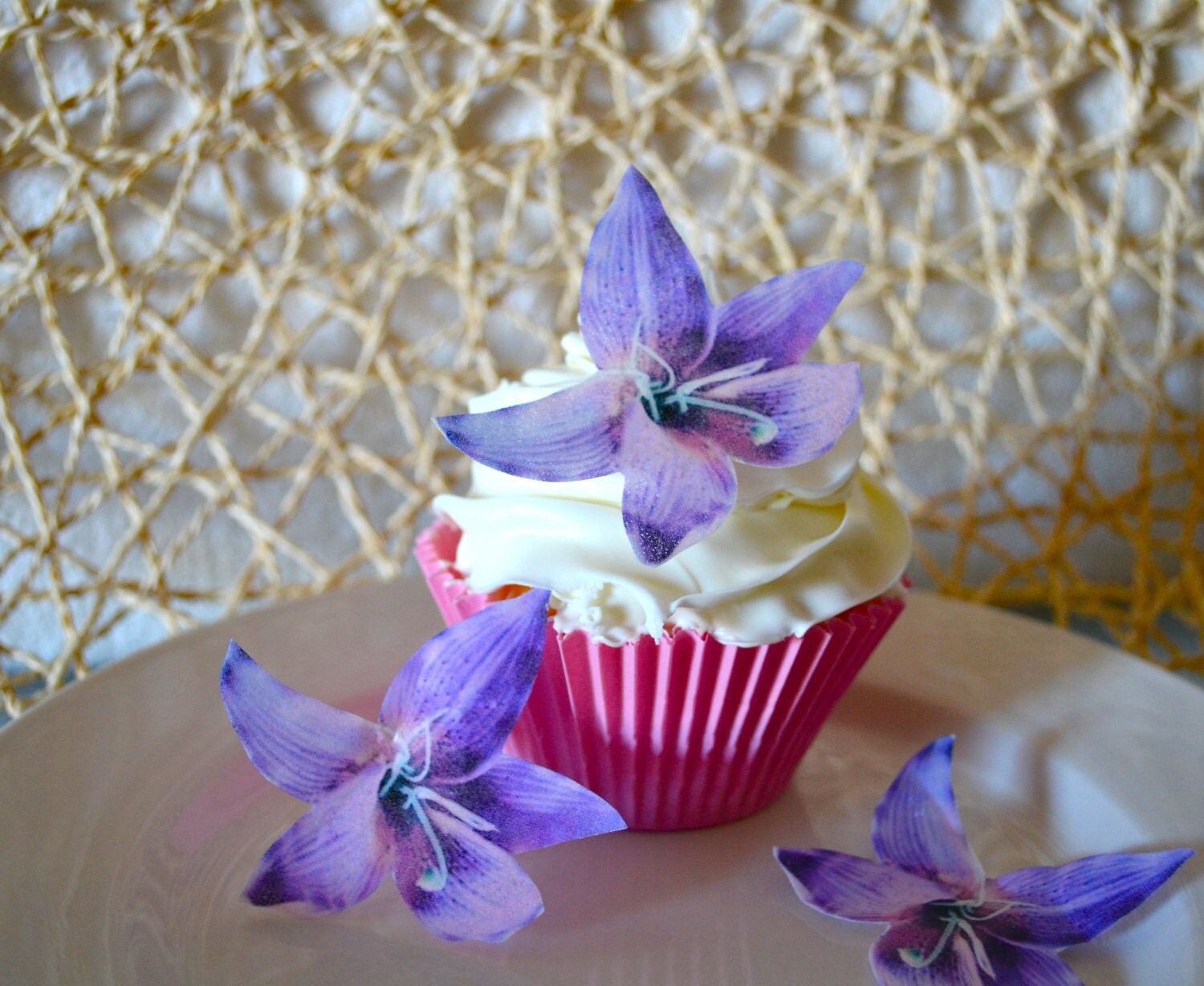 Edible Lily Flower Purple set of 12 Cake & Cupcake