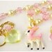 Spring Deerling Necklace, Beaded Pink and Gold Rosary Pearl Chain with Official Pokemon Charm - Anime, Kawaii