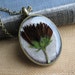 Pressed Flower Necklace Botanical Jewelry Resin Preserved Chrysanthemum Antique Brass Chain