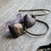Heart Charm Briolette Earrings Wire Wrapped Amethyst Purple Teardrop Briolettes Brass Heart