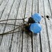 Blue Teardrop Earrings Wire Wrapped Czech Glass Briolette Antique Brass Kidney Hooks Minimalist Modern
