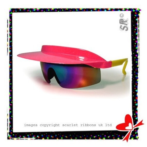 Items Similar To Vintage 80s Neon Pink And Yellow Peaked Sun Visor Cap Sunglasses On Etsy 8820