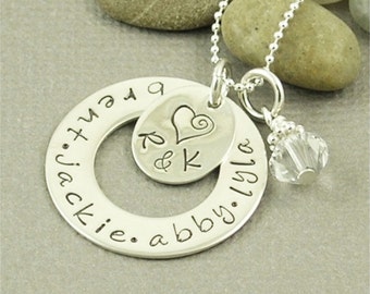 Custom Family Necklace Hand Stamped Sterling Silver
