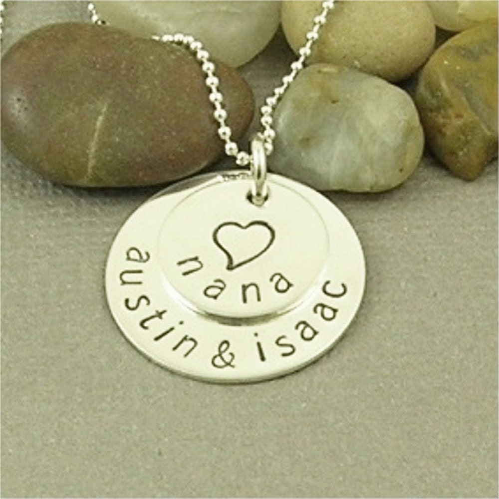 Personalized Nana Necklace Hand Stamped Sterling Silver