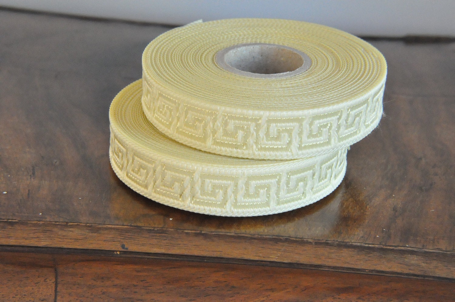 Ivory Greek Key Jacquard Ribbon Trim 15mm 1 Roll 10 Meters   Il Fullxfull.264366656 