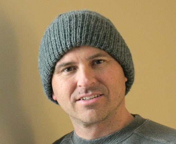 Mens Winter hat hand knit gray toque gift for him Watch