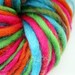 Super bulky yarn handspun - knitting, doll hair yarn, wool, waldorf, neon rainbow