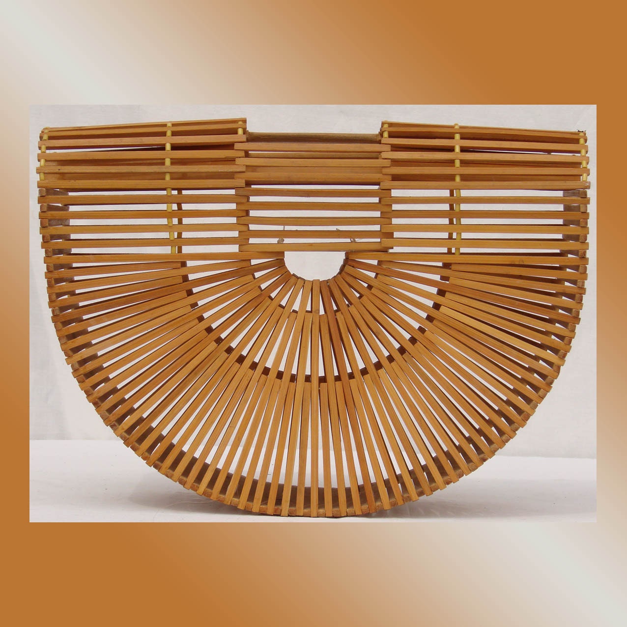 Vintage 1970s Bamboo Wood Stick Purse Sculptural