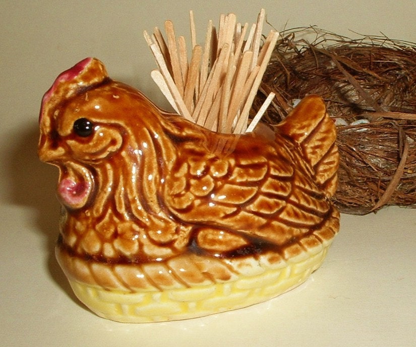 Vintage Ceramic Chicken Toothpick Holder Japan