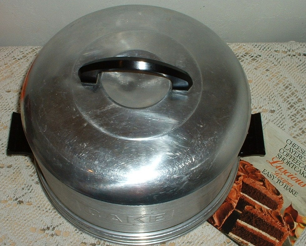 Vintage Kromex Aluminum Cake Carrier Plate & Dome Lid