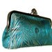 CLUTCH PURSE Handmade for Bridesmaids Peacock Feather Teal imported fabric