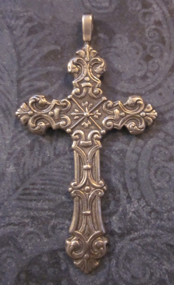 Sterling Silver Vintage Ornate Christian Cross Pendant Ss 369 8596