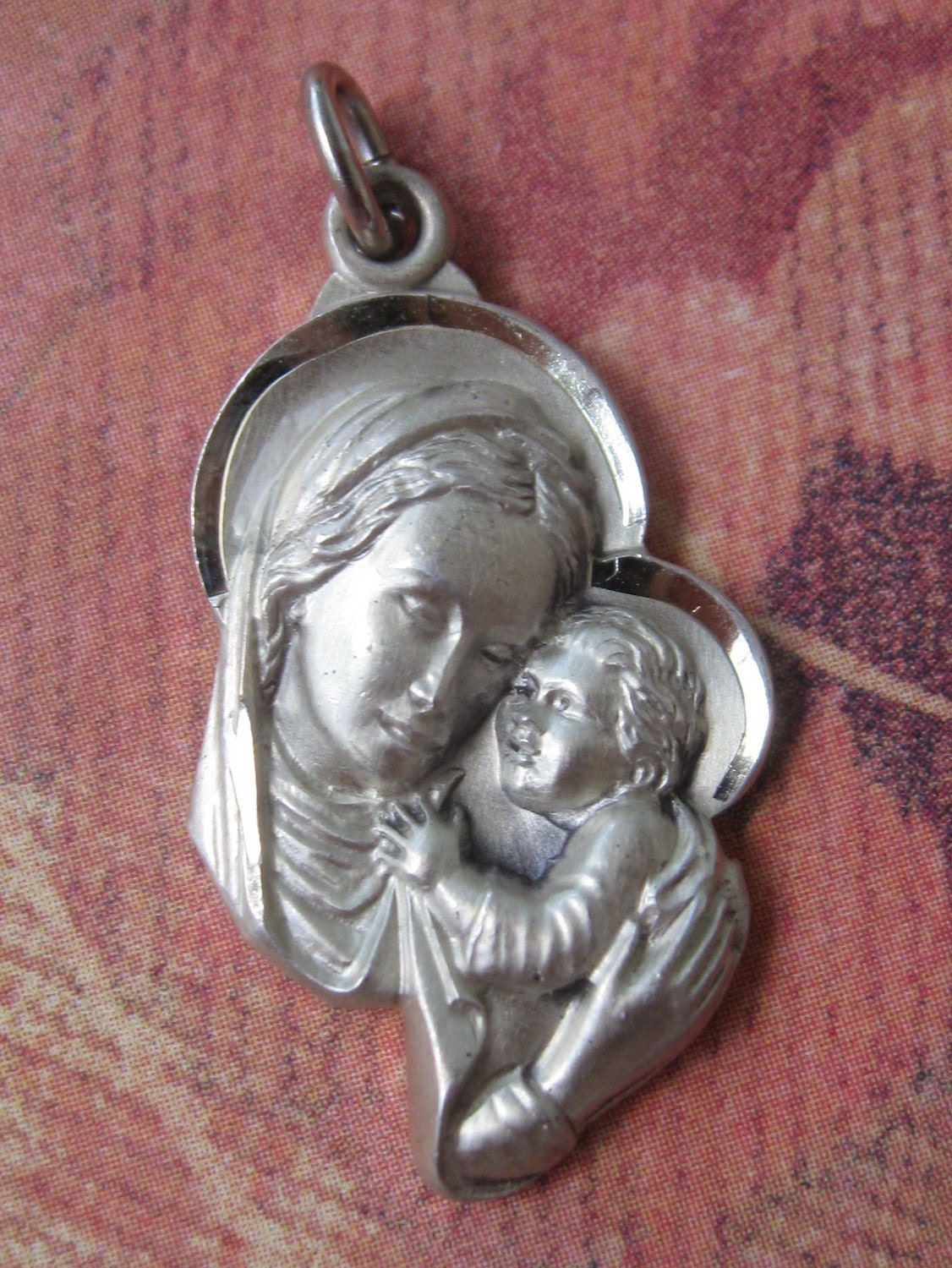 Vintage Virgin Mary Religious Medal Creed Sterling Silver