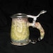 Totally Handcrafted Rust Red Brown Green Crystalline Glazed Porcelain Hand Cast Pewter Lidded Beer Stein