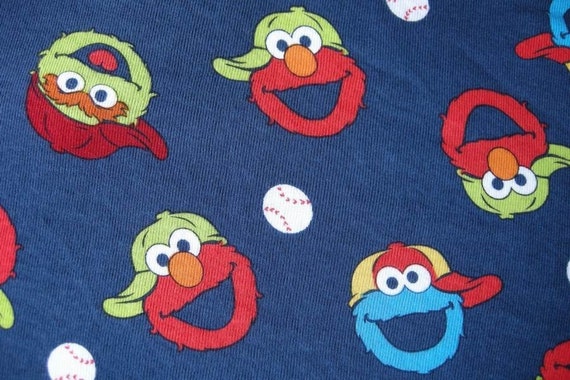 KNIT Cotton fabric Elmo by the yard by felicitysiu on Etsy