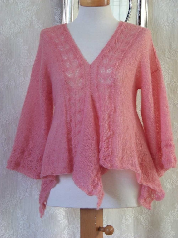 Pink mohair lace top knitting pattern PDF