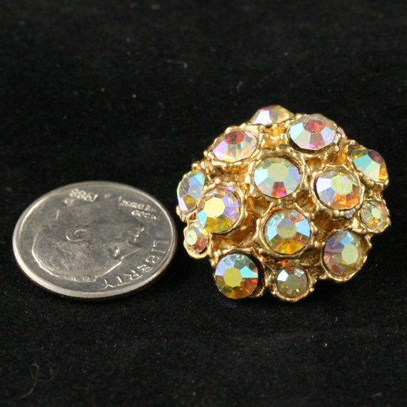 Vintage Gold AB Rhinestone Buttons Set 4 Domed