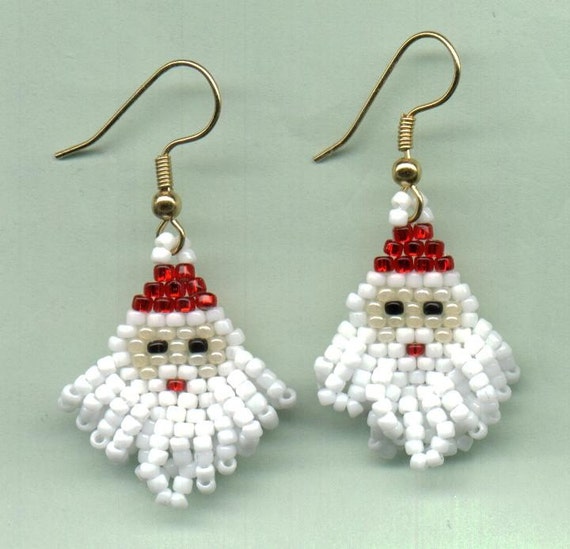 Beaded Santa Claus Christmas Earrings