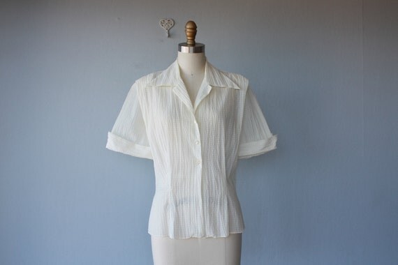 1940s blouse / 40s sheer blouse / organza by CustardHeartVintage