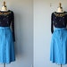 1970s midi skirt / 70s skirt / cotton twill skirt / Peacock Blue skirt - size small