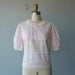 60s blouse / 1960s blouse / broderie anglaise cotton eyelet blouse - size small , medium