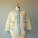 1950s cardigan / 50s sweater / Italian Wool cardigan / fuzzy hand loomed sweater - medium , large