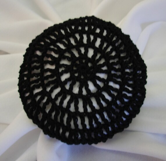 Hair Net / Bun Cover Black Crocheted Traditional Net Amish
