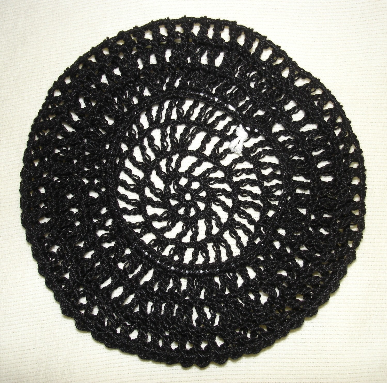 Large Black Crocheted Hair Net / Bun Cover