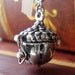 Tiny Trinket Prayer Box Charm - Silver Acorn with Blue Crystal