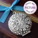 COMBO PACK Something Blue Memorial Photo Charm - Silver Filigree Round - Includes Picture Printing Service