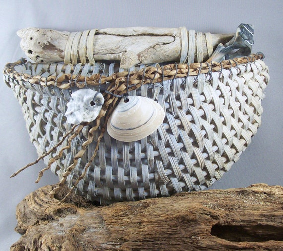Driftwood Wall Basket Handmade Hand Woven OOAK