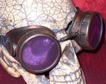 Steampunk Goggles Glasses AVIATOR cyber gothic lenses----- Time Travel Crazy Scientist's Oculo-Vision Tool