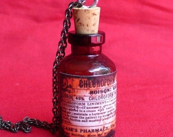 Steampunk MAGICAL POISON Necklace Pendant----MINI shot bottle - apothecary vial