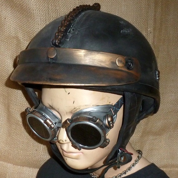 Steampunk goggles Top Hat Helmet biker motorcycle glasses