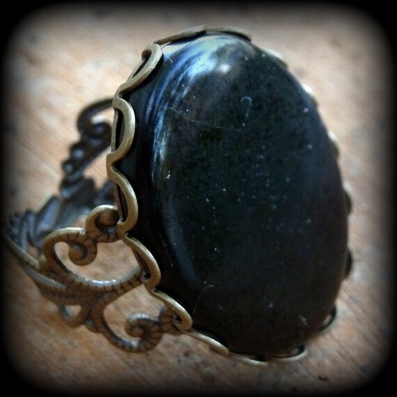 Dark Shadows BARNABAS COLLINS Ring black onyx ADJUSTABLE