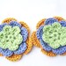 Appliques 2 hand crocheted flowers 3 inch 50% off SALE Half off SALE.