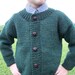 Cardigan dark green color sweater children 4T-5T hand knit for girl boy