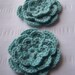 Crochet flower aqua craft embellishment 3.5 inch wool