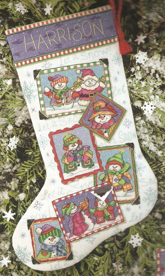 Counted Cross Stitch Christmas Stocking Kit Snowmen by raegirl