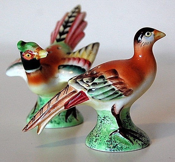 Vintage Pheasant Salt and Pepper Shakers Japan