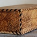 Vintage Embossed Wooden Box with Hinged Lid Pinecones