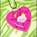 Hot Pink Skull Web Resin Heart Necklace