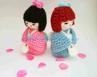 Japanese kokeshi girl doll amigurumi PDF Crochet pattern