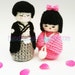 Kokeshi girl amigurumi crochet pattern and Kokeshi boy amigurumi PDF crochet pattern.