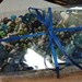 BEADS BLUE Destash Lot Assorted Silvertone White Glass Plastic Metal Bulk 3 lbs