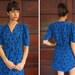 1980s ELECTRIC BLUE BOW Motif Rayon Mini-Dress M L