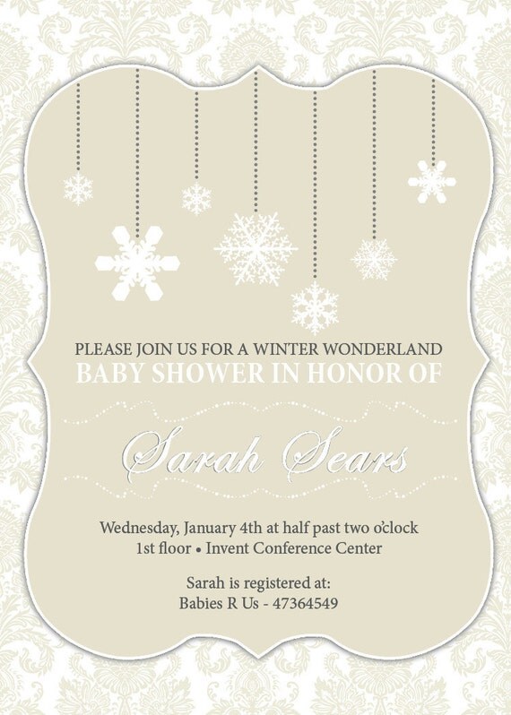 template card shower baby Invitation Winter Wonderland Baby Shower