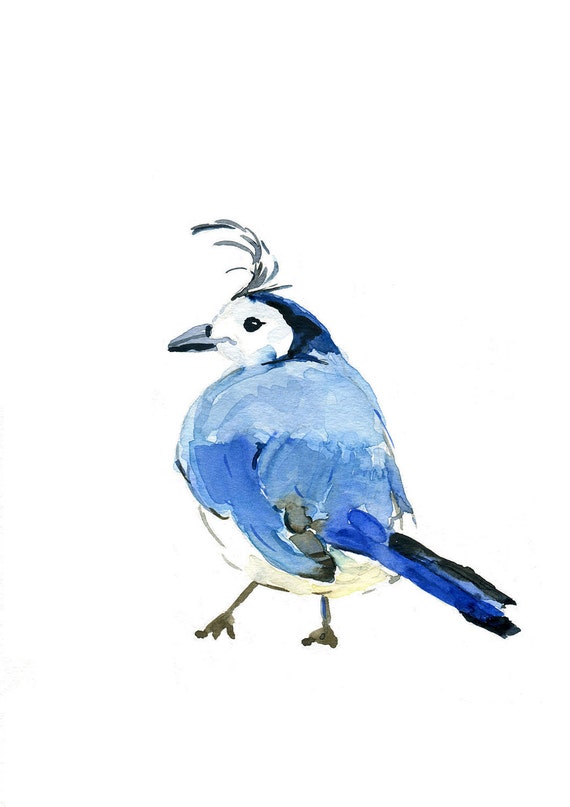 Blue Bird Print of original watercolor painting by TheJoyofColor