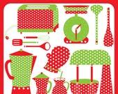 Christmas Kitchen - christmas baking, kitchen, chef, kettle, spoons, laddle, chef hat, woman cooking - Personal and Commercial Use Il_170x135