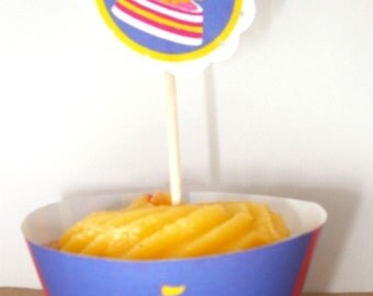 Circus Carnival Cupcake Wrappers & Toppers Set